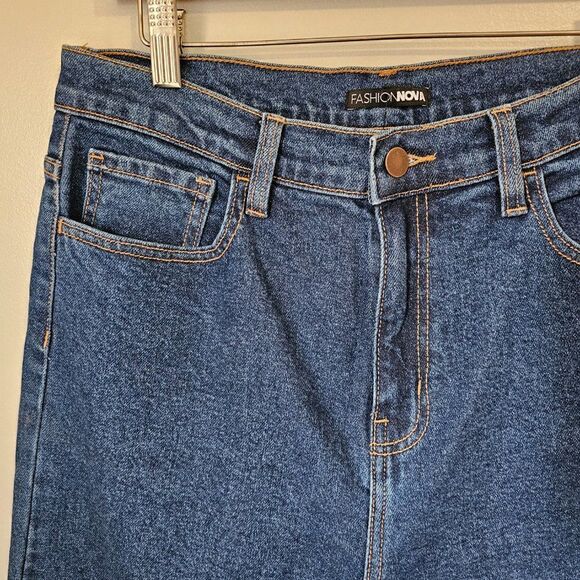 NWT FASHION NOVA I GOT IT FROM MY MAMA JEANS TAPERDARK DARK DENIM SIZE 15 - Picture 10 of 15
